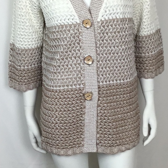 Crochet Long Sweater Fits M/L 3/4 Sleeve Sweater - Picture 3 of 5